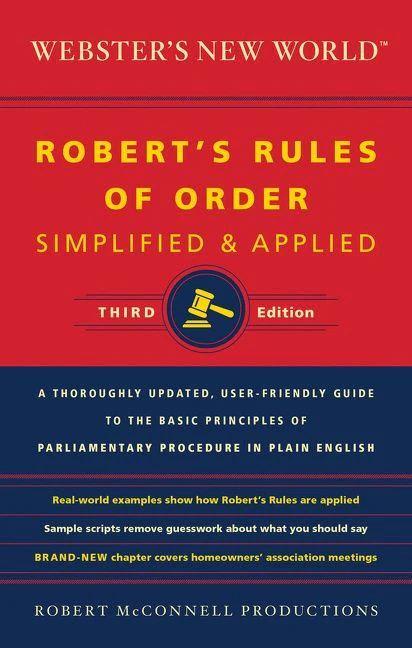 Webster's New World Robert's Rules Of Order Simplified And Applied, Third Ed.